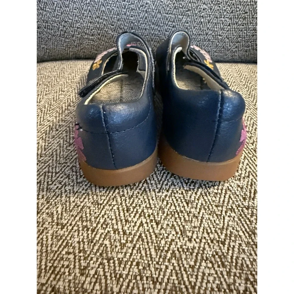 Pediped girls Mary Jane Navy Floral Leather size 29 (US 12-12.5) Missing Insole